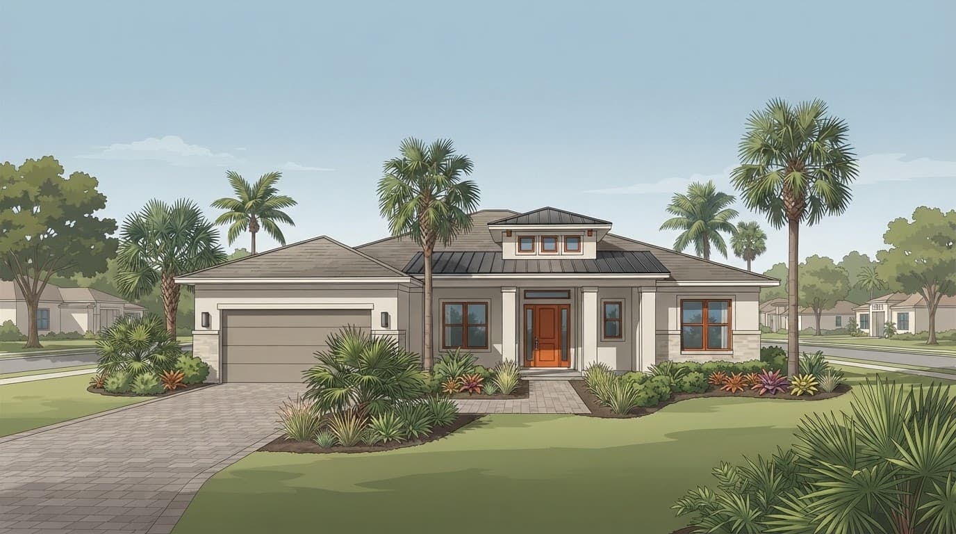 Southwest Florida family home with a lanai and garage.
