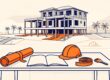 Plans and a blank contract sit beside construction tools near a coastal Florida home.