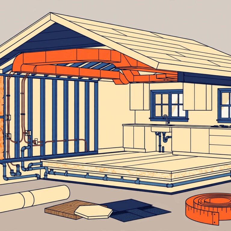 Suburban Home Cutaway Cutaway view of a new home showing insulation, wiring, plumbing, and a finished kitchen.