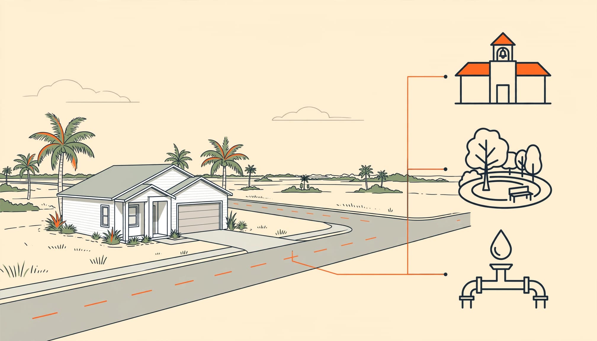 Florida impact fees connect a new home with roads, schools, parks, and water lines.
