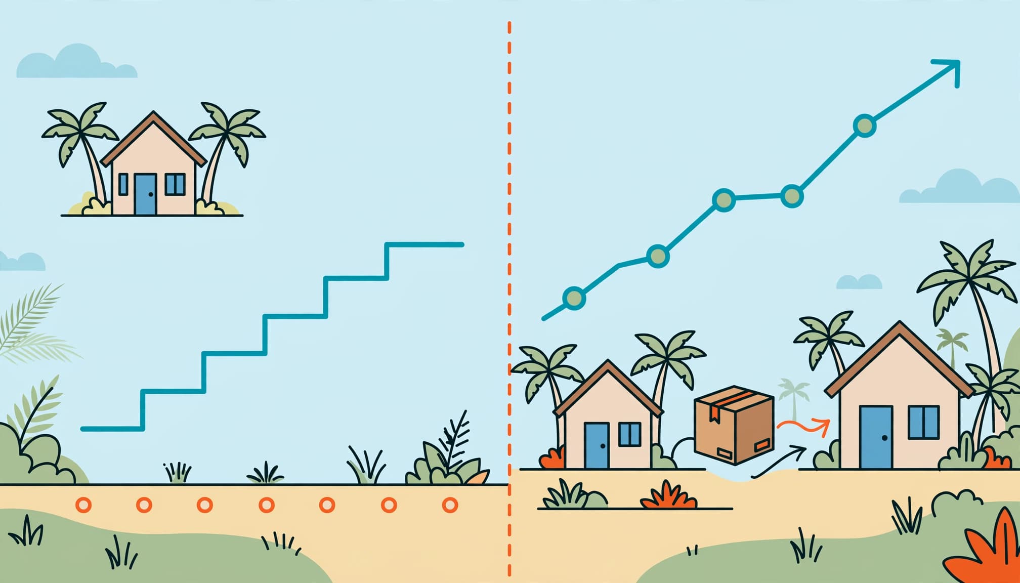 Florida homestead exemption assessment protection and portability illustrated between two homes.