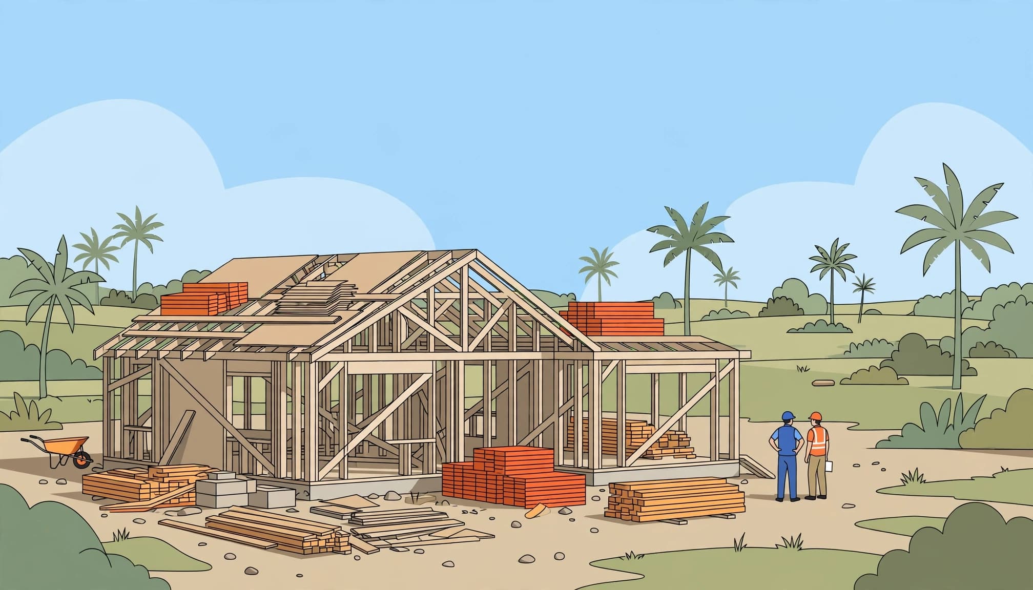 A progress inspection supporting a construction loan draw schedule at a Florida home site